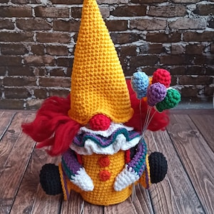 Clown Crochet pattern Creepy gnome tutorial gonk crochet pattern, crochet Clown spooky creepy doll Halloween easy crochet horror monster image 4