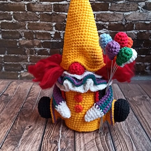 Clown Crochet pattern Creepy gnome tutorial gonk crochet pattern, crochet Clown spooky creepy doll Halloween easy crochet horror monster image 10