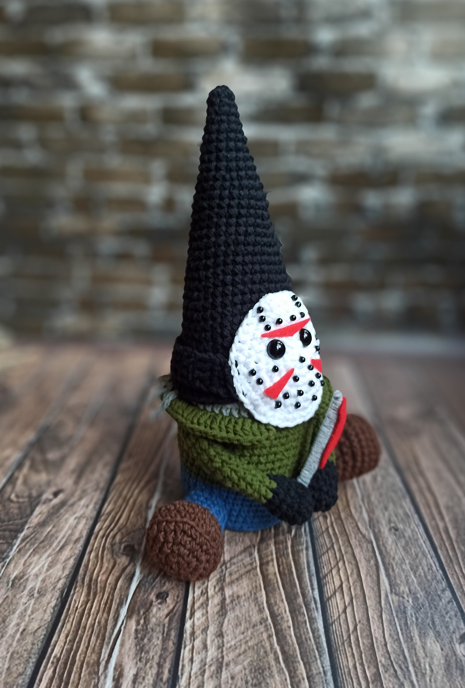 Creepy gnome with machete crochet pattern Horror tutorial gonk Etsy