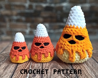 Candy corn crochet pattern Halloween toy easy crochet pattern Halloween home decor pattern tutorial Funny Halloween crochet No sew crochet