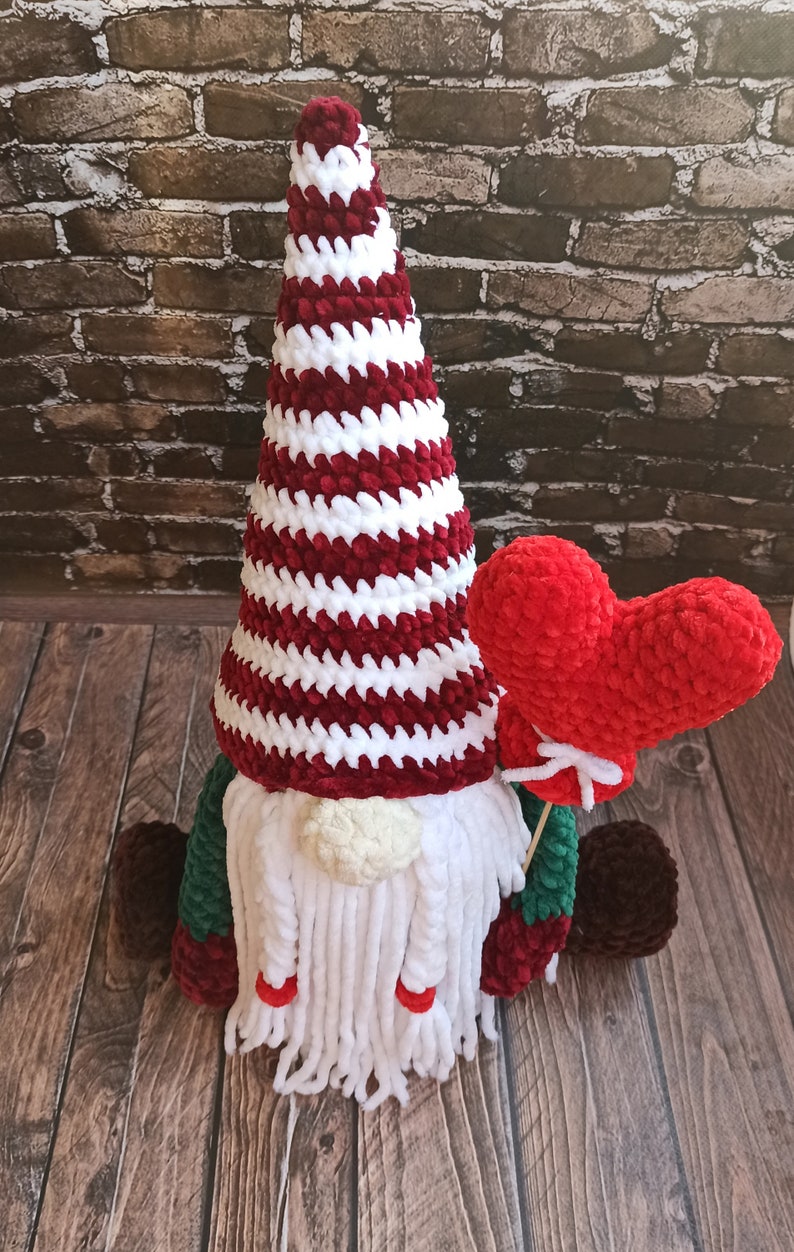 Plush Gnome crochet pattern Valentine day Big Gnome with heart Etsy