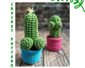 Crochet cactus in the pot Mature crochet pattern Funny gift idea for her for him Crochet home decor pattern