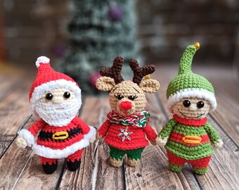 Crochet Christmas Ornaments: Santa, Reindeer, Elf Toy Pattern (PDF)