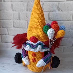 Clown Crochet pattern Creepy gnome tutorial gonk crochet pattern, crochet Clown spooky creepy doll Halloween easy crochet horror monster image 9