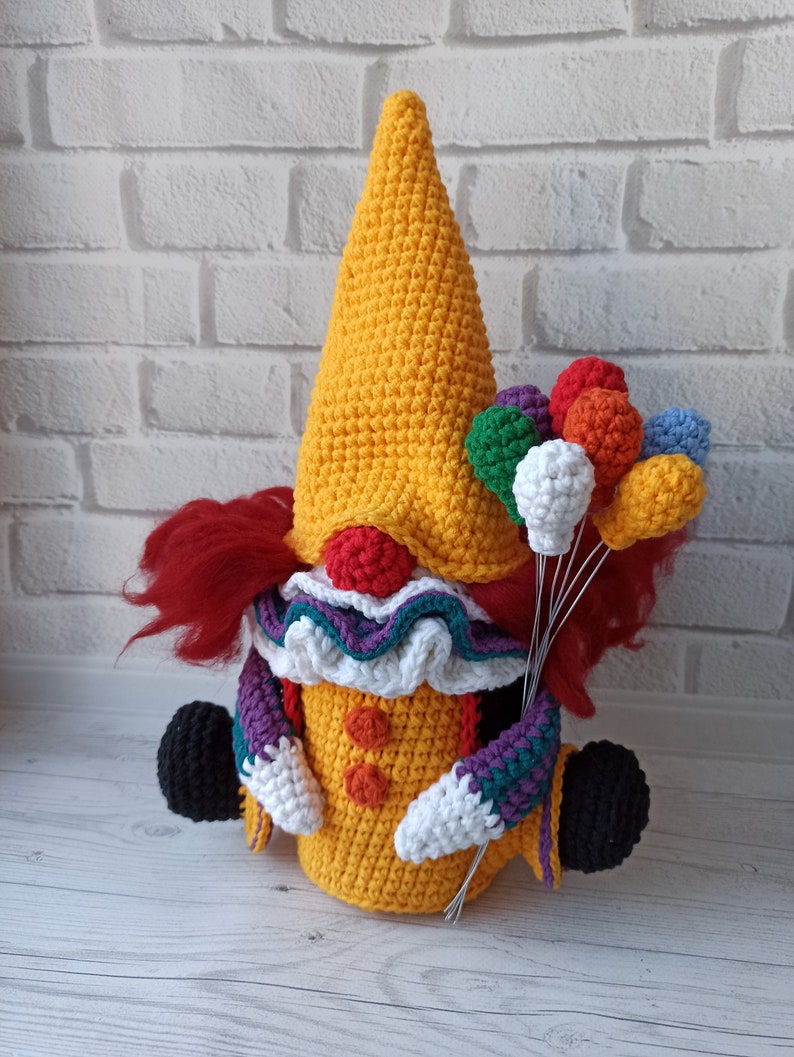 Clown Crochet pattern Creepy gnome tutorial gonk crochet pattern, crochet Clown spooky creepy doll Halloween easy crochet horror monster image 9