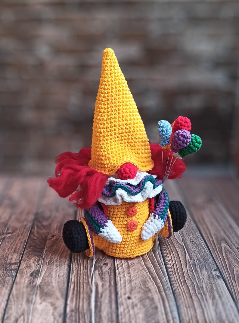 Clown Crochet pattern Creepy gnome tutorial gonk crochet pattern, crochet Clown spooky creepy doll Halloween easy crochet horror monster image 7