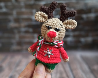 Patrón de crochet navideño Adornos navideños de reno Patrón fácil de crochet Reno Amigurumi patrón de juguete PDF tutorial de crochet