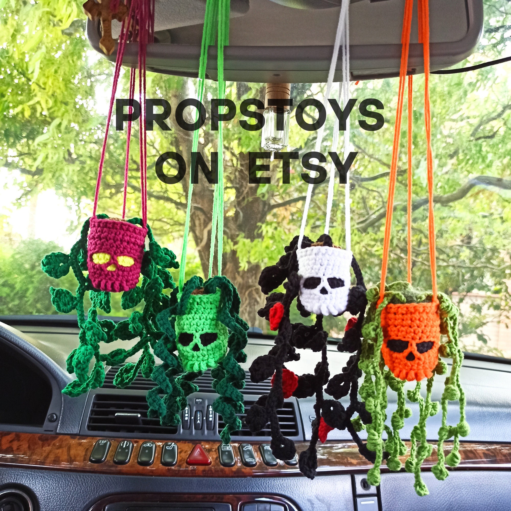 Hanging Plant in Pot With Skull Crochet Pattern Halloween Plants