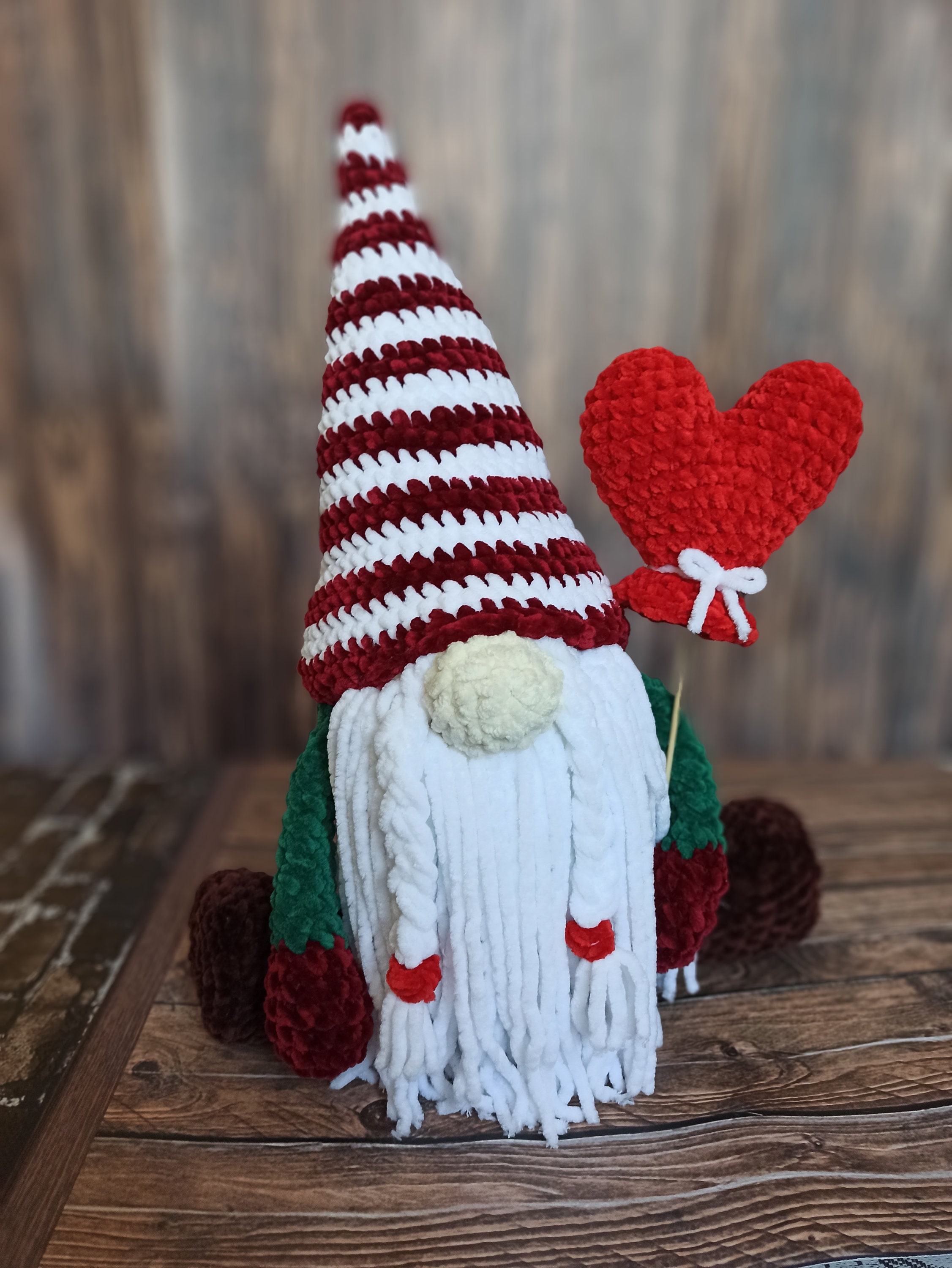 Plush Gnome crochet pattern Valentine day Big Gnome with heart Etsy