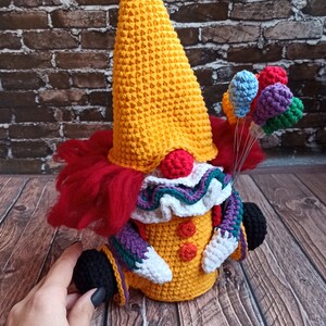 Clown Crochet pattern Creepy gnome tutorial gonk crochet pattern, crochet Clown spooky creepy doll Halloween easy crochet horror monster image 3