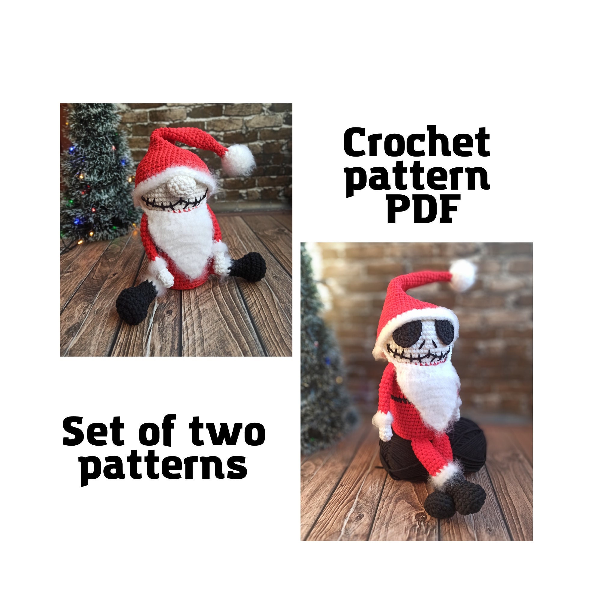 Creepy Santa Crochet Pattern: Skeleton Gnome Set (PDF) - Etsy Israel, image size:2000x2000