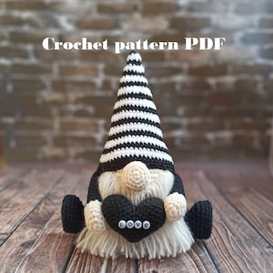 Gnome crochet pattern Valentine Gnome with heart crochet pattern PDF Easy gonk crochet pattern amigurumi toy