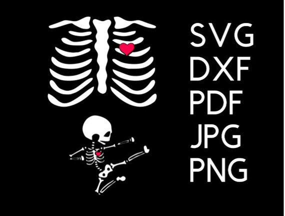 Halloween Pregnant Skeleton Baby Svg W Hearts Svg Cut File Etsy