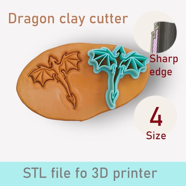 Dragon Flying Polymer Clay Cutter, Dragon Cutters, Digital STL File, 4 Sizes, STL Earring, Dragon File for 3D printer