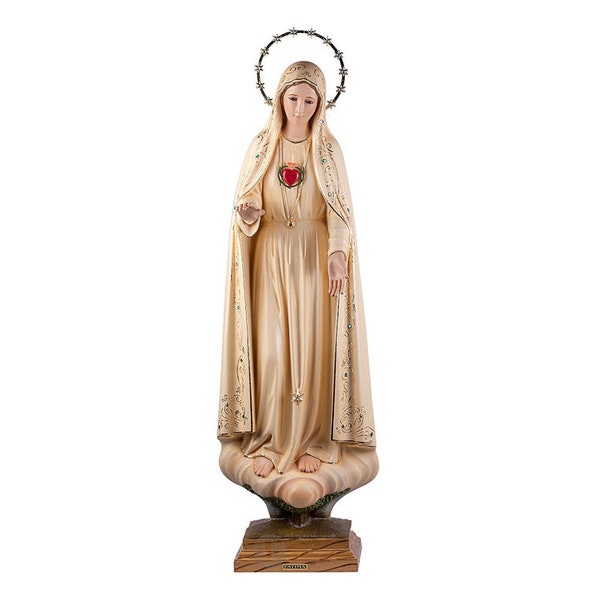 Inmaculado Corazón de María 85 cm (33.2"), estatua de la Virgen María, figura religiosa, estatua religiosa figuras religiosas, pintadas a mano, de Portugal