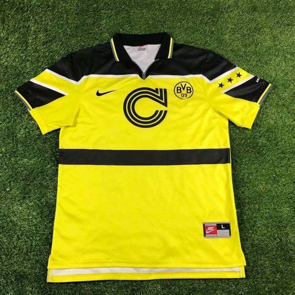 Vintage Retro Fußballtrikot Borussia Dortmund Home 90-00 Fußballsocke, Shirt, aus Deutschland – verschiedene Größen