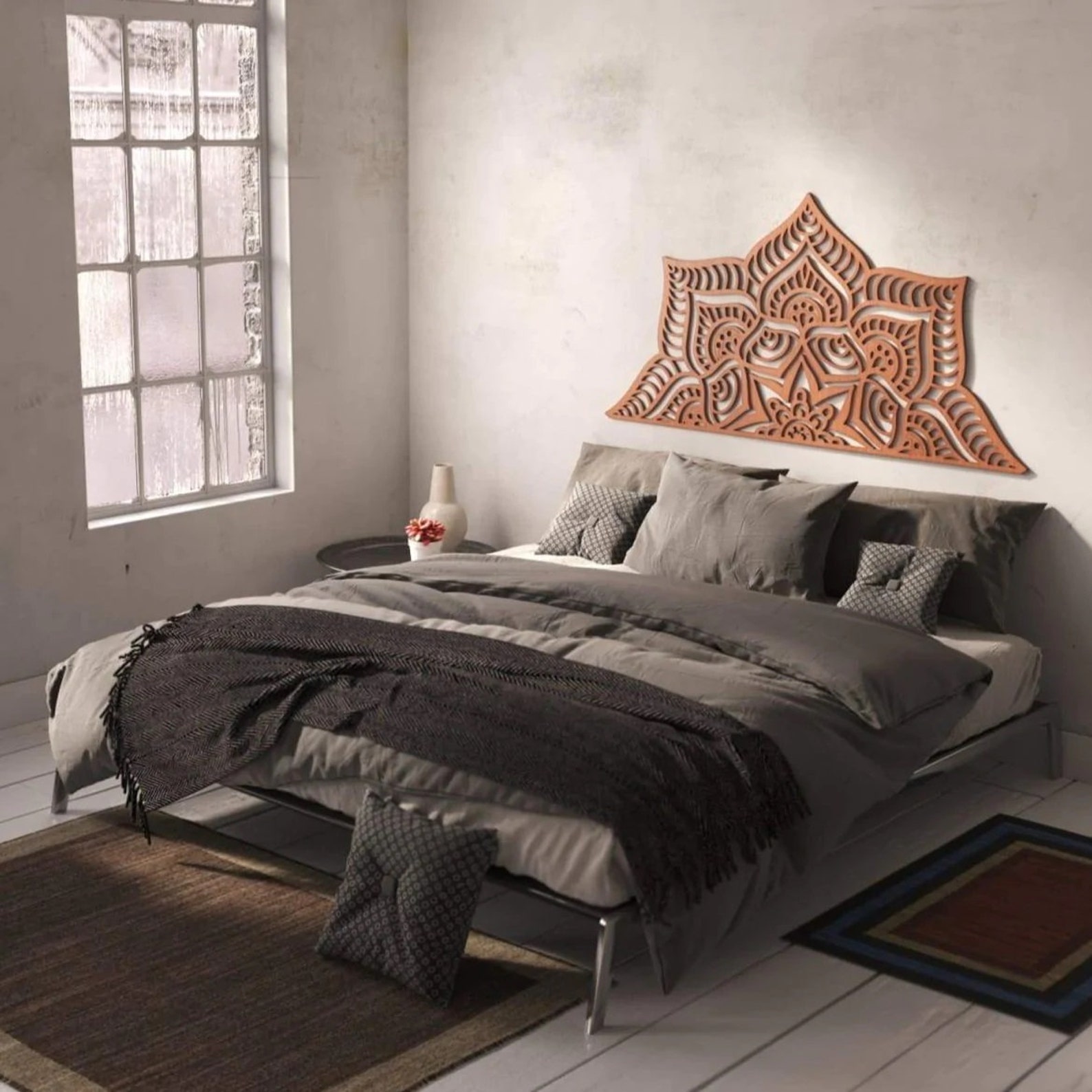 Arabic Headboard for Bed Wooden Lattice Design Warda Morocco Etsy