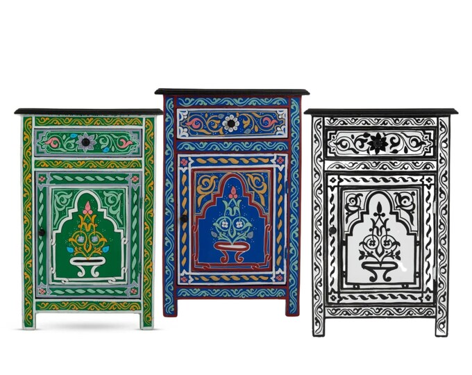 Moroccan Hand Painted Bedside Table, Side Table, Small Table, Moroccan