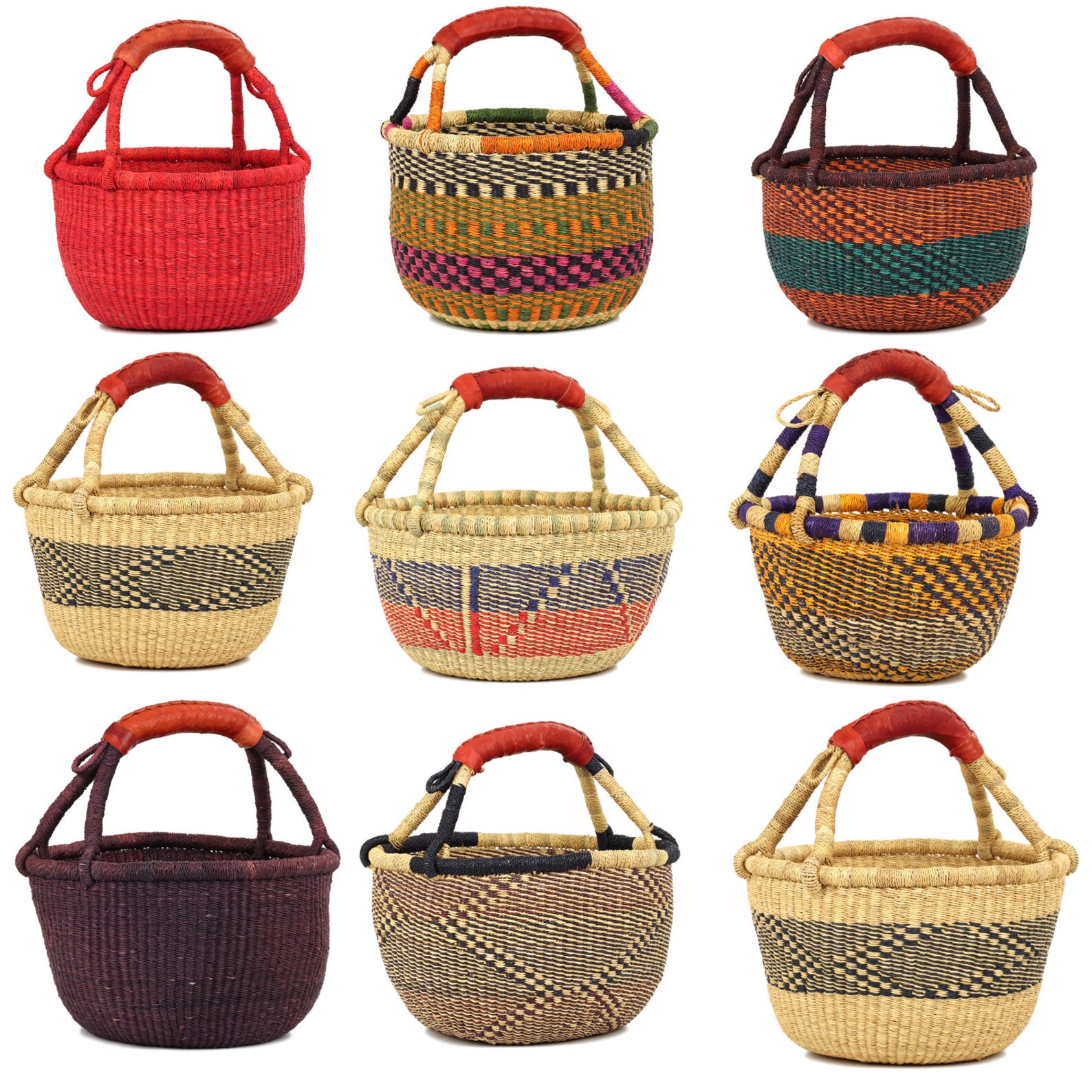 African Market Basket Authentic Handmade Artesian Medium Ghana Etsy