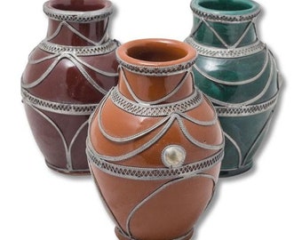 Moroccan ceramic and alpaca vase different colors