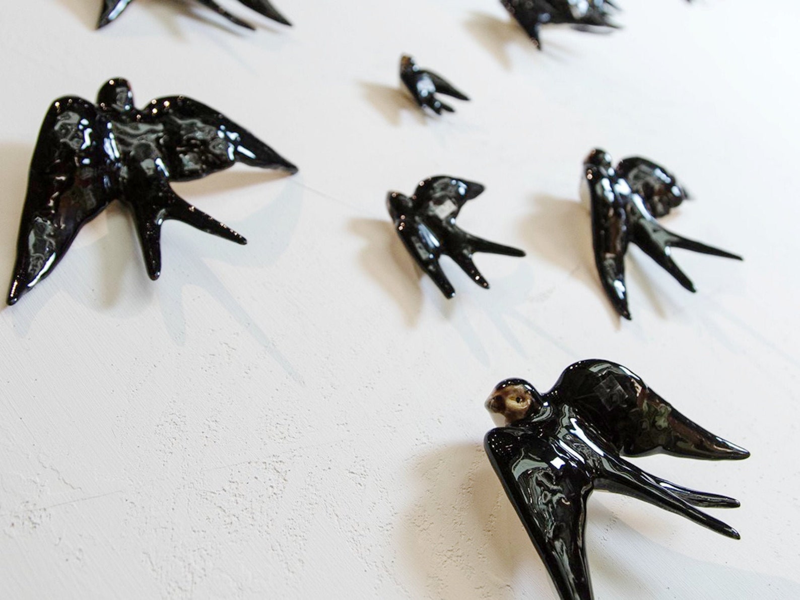 Ceramic Swallow Wall Art Swallows Birds in Flight Ceramic Etsy
