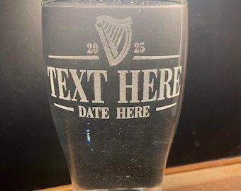 Personalized Guinness Tulip Beer Glass: Etched Wedding Groomsman Bridesmaid Birthday Gift