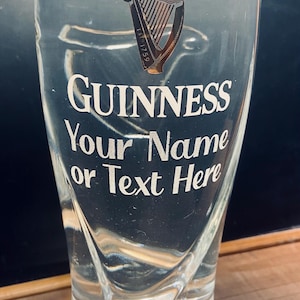 Personalized Guinness Pint Glass 20 oz Engraved Guinness Irish Toasting Tulip