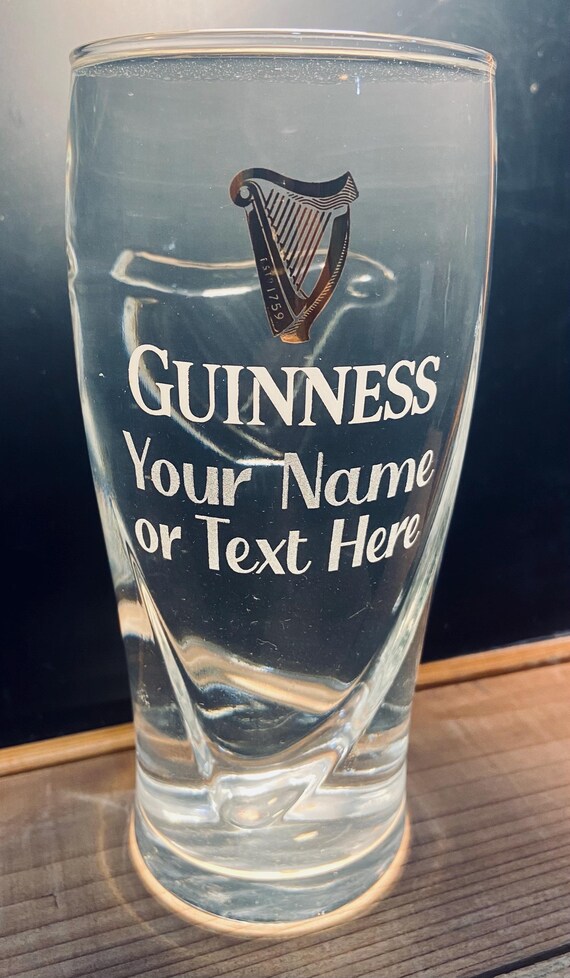 Personalized Guinness Pint Glass 20 oz Engraved Guinness Irish Toasting Tulip