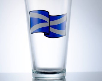 Flag of Scotland Beer Glass Personalized Scottish Flag Pint St. Andrews Cross 16 oz