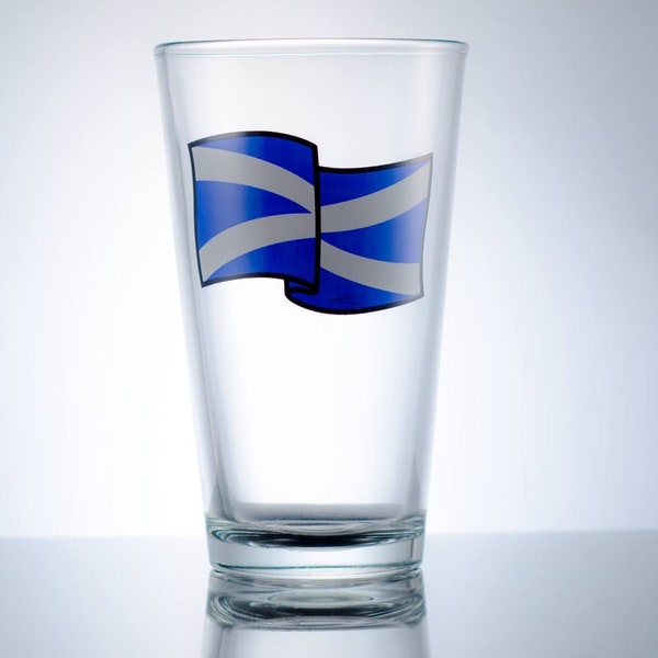 Flag of Scotland Beer Glass Personalized Scottish Flag Pint St. Andrews Cross 16 oz