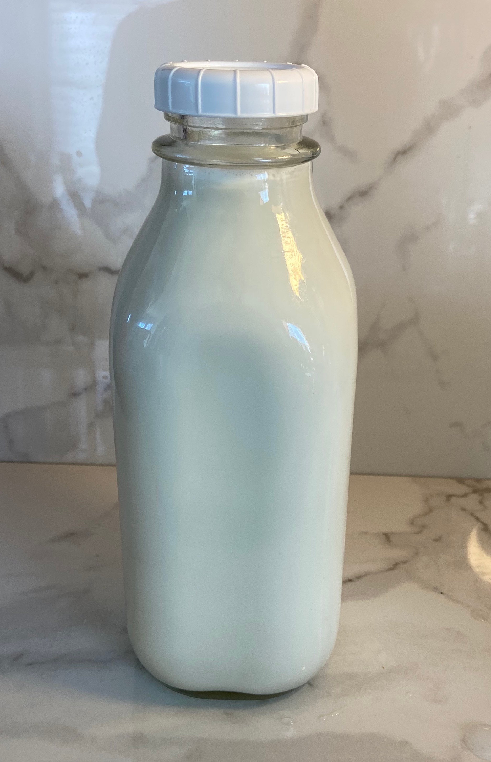 Old Fashioned Antique Look Glass Milk Bottle 32 Oz With Lid Etsy