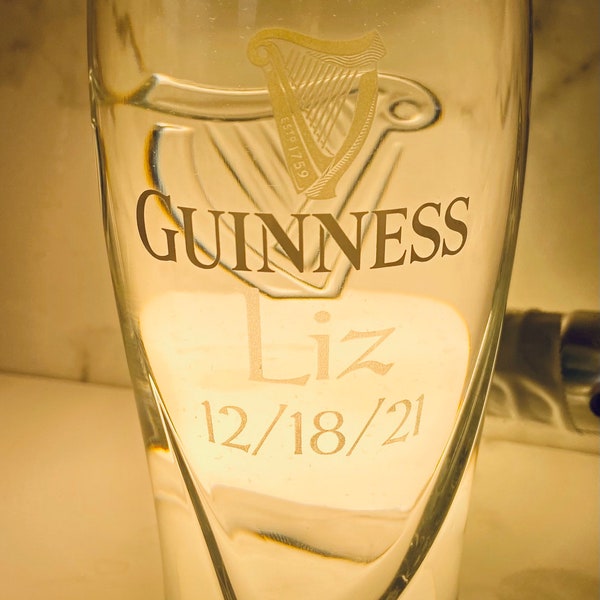Guinness Irish Toasting Tulip 20 oz Custom PERSONALIZABLE Guinness Logo Pint Glass
