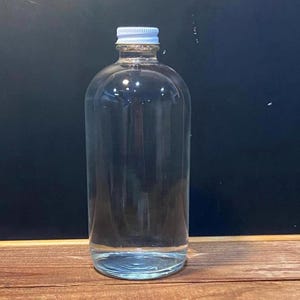 New, Never Used Glass Boston Round Bottle 16 ounce  Vanilla Extract Bottle Tight Seal Metal Cap
