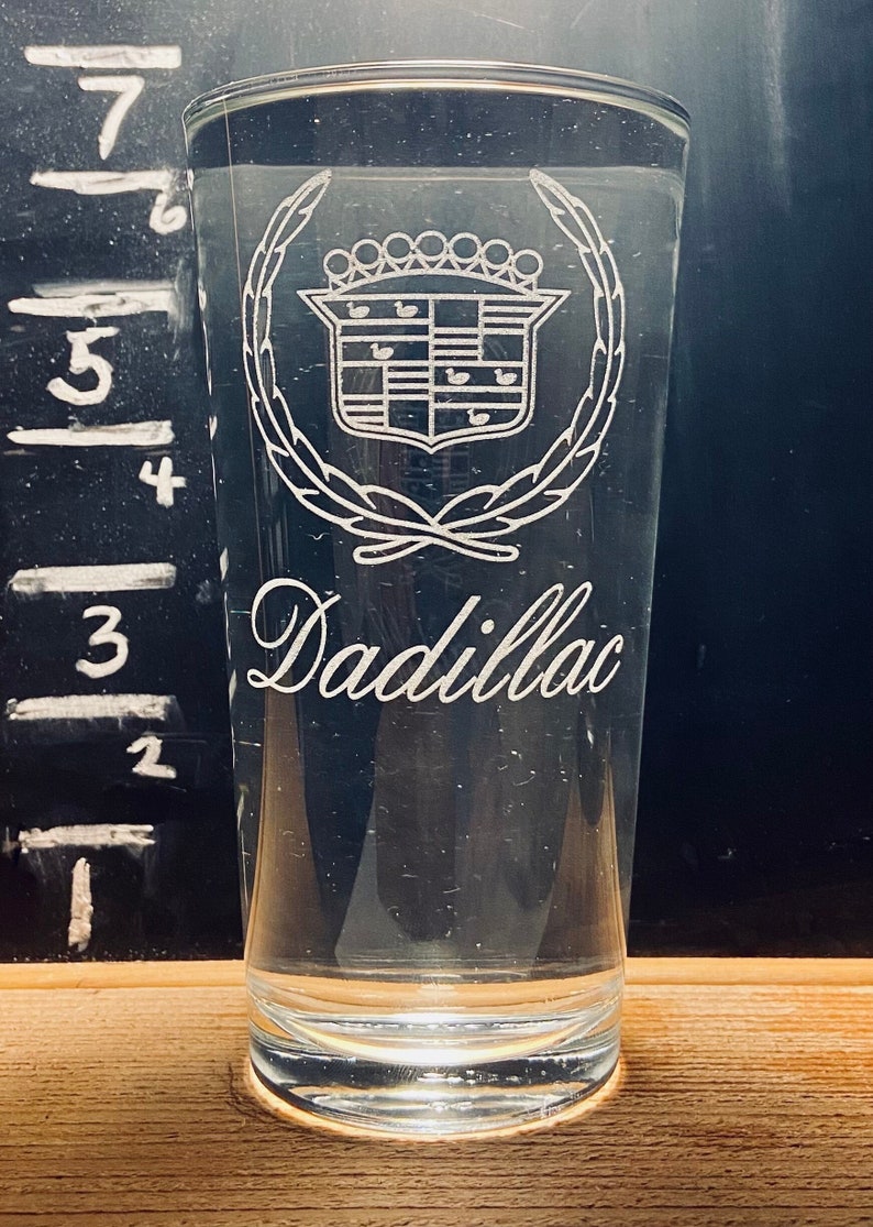 Dadillac Pint Beer Glass Dad Fathers Day Birthday New Dad Gift image 1