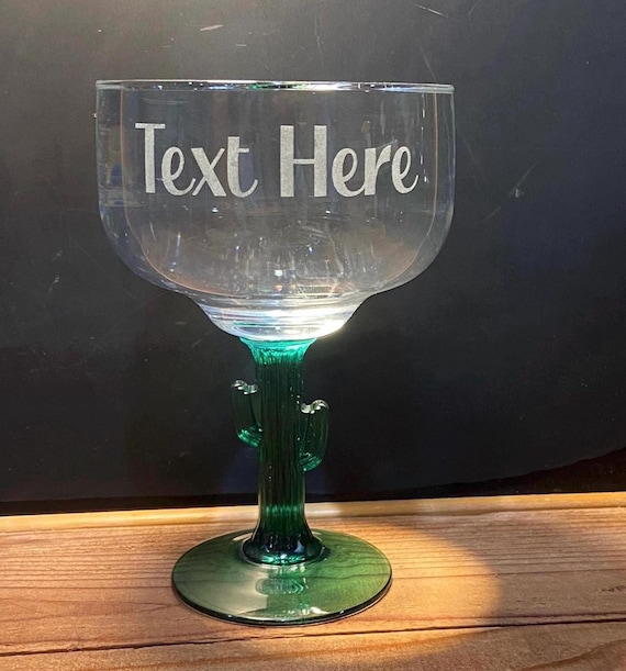 Personalized Cactus Margarita Glass Goblet 16 oz | Retirement Gift Birthday Summer Cocktail