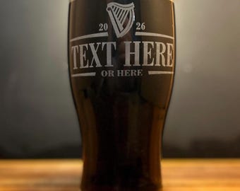 Personalized Guinness Tulip Beer Glass Etched with your Custom Text