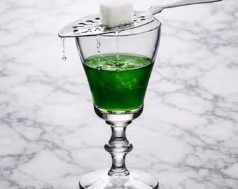 Absinthe Glass and Spoon Wormwood Service Set Vintage Look