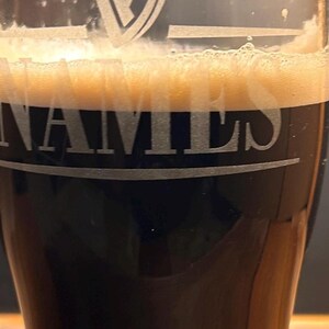 Personalized Guinness Split Your Name Tulip Beer Glass Irish Harp Design image 7