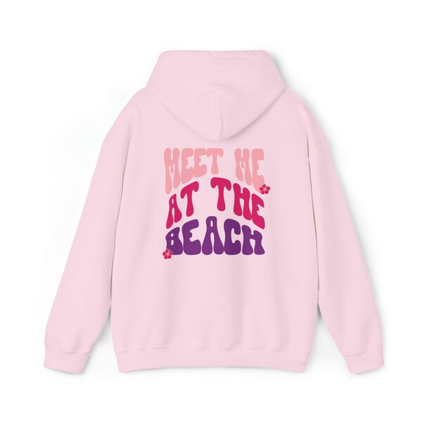 Meet Me At The Beach Sweatshirt met capuchon, Trendy Teen Beach Hoodie met Hibiscusbloem, Populaire Beachy Pullover