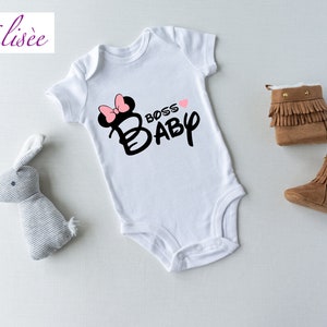 Body Baby girl with bow &quot;BOSS BABY&quot; personalized | Ironing print | Gift | | attention Birthday |