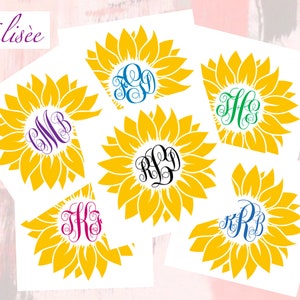 VINYL-AUFKLEBER_SONNENBLUME_MONOGRAM_PERSONALISIERT, Schriftzüge, Aufkleber, Name, Sticker, Hochzeit, Beschriftung