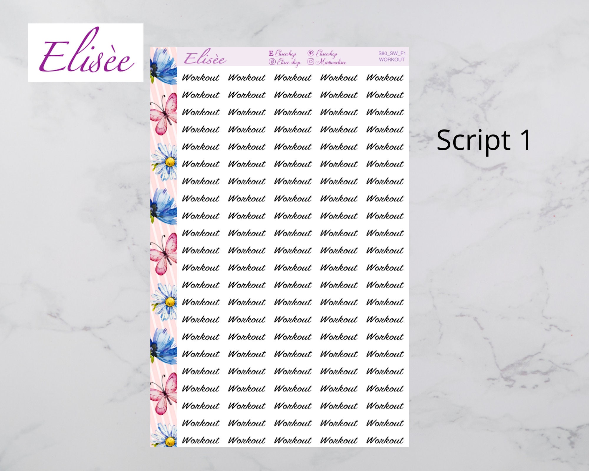 S80 Script Sticker WORKOUT Aufkleber Planner Sticker Erin Condren ...
