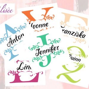 VINYL AUFKLEBER_VORNAME_MONOGRAM_PERSONALISIERT, belettering, stickers, naam, stickers, bruiloft, belettering