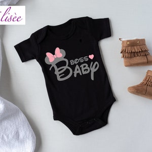 Body Baby girl with bow &quot;BOSS BABY&quot; personalized | Ironing print | Gift | | attention Birthday |