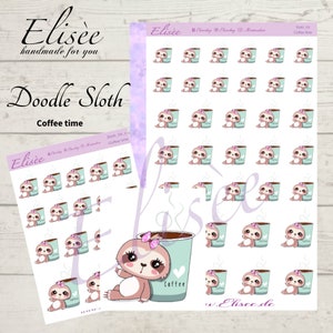 04 Luiaarddoodle “KOFFIE” | Sticker | Plannerstickers | Erin Condren-stickers | Gelukkige planner-stickers | Bullet journal-stickers