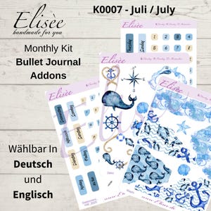 K0007_"NAUTICAL" Julio 2025 Decoración y Washi / Bullet Journal / Cousin / Weeks