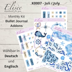 K0007_"NAUTICAL" Julio 2025 Fechas de portada / Bullet Journal / Cousin / Weeks