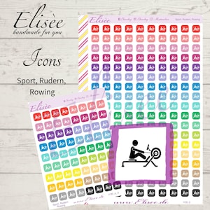 Peut inclure: Une feuille d'autocollants colorés représentant une icône de rameur. Les autocollants sont disposés en grille et sont disponibles dans une variété de couleurs, notamment le rouge, l'orange, le jaune, le vert, le bleu, le violet et le rose. Les autocollants sont parfaits pour ajouter une touche de personnalité à votre agenda, votre journal ou votre ordinateur portable.