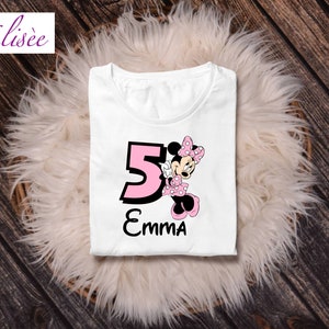 5th Birthday Body Girl &quot;Pink Mouse&quot; personalized | Ironing print | Gift | | attention Birthday |