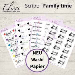 S101s Script Sticker "FAMILY TIME" Klein vel | plakker | Bulletjournaal